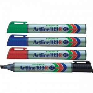 Poza Permanent marker varf tesit, 2,0-5,0mm, corp plastic, ARTLINE 109 - negru 