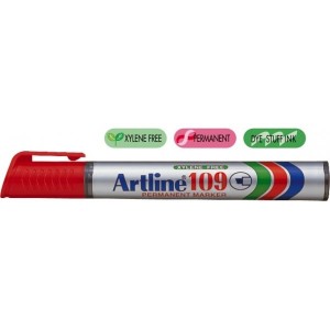 Poza Permanent marker varf tesit, 2,0-5,0mm, corp plastic, ARTLINE 109 - rosu