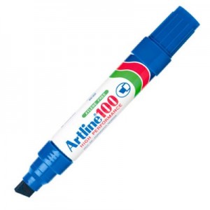 Poza Permanent marker varf tesit, 7,5-12,0mm, corp metalic, ARTLINE 100 - albastru 
