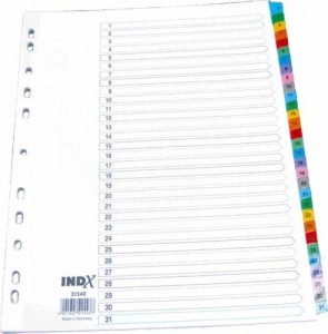 Poza Index carton Mylar, alfabetic A-Z, margine color, Optima