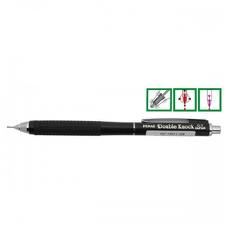Poza Creion mecanic cu rubber grip striat, con si varf retractabil, 0,7mm, PENAC Double Knock - negru topaz