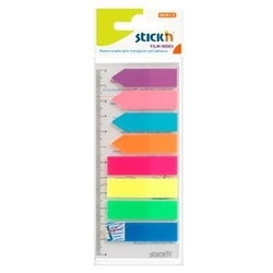Poza Stick index plastic transp. color 45 x 12 mm, 8 x 25 file/set + index sageata, Stick