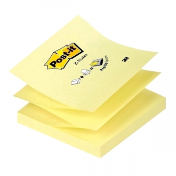 Poza Notes autoadeziv Post-it Z-notes, 76 x76 mm, 100 file, galben neon.