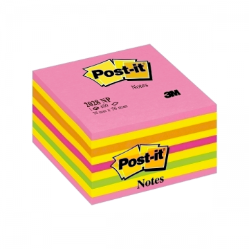Poza Cub notes autoadeziv Post-it Lollipop, 76 x 76 mm, 450 file, culori neon. 