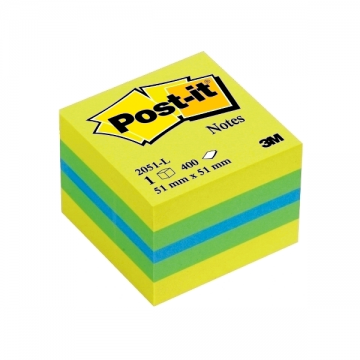 Poza Cub notes autoadeziv Post-it 51 x 51 mm, 400 file, galben/verde.