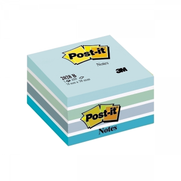Poza Cub notes autoadeziv Post-it Aquarelle, 76 x 76 mm, 450 file, albastru pastel.