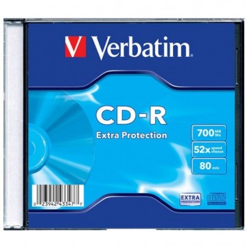 Poza CD-R, 700MB, 52X, carcasa slim, VERBATIM Extra Protection. 