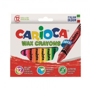 Poza Creioane cerate, rotunde, lavabile, 12 culori/cutie, CARIOCA Wax Crayon Maxi. Poza 9720