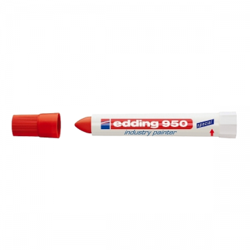 Poza Marker permanent Edding 950 Industrial, corp plastic, varf rotund, 10mm, rosu. Poza 9696