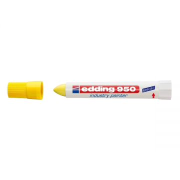 Poza Marker permanent Edding 950 Industrial, corp plastic, varf rotund, 10mm, galben. Poza 9697